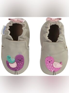 Robeez Baby Soft Sole Bird Appliqué Leather slip on Shoes 6-12m